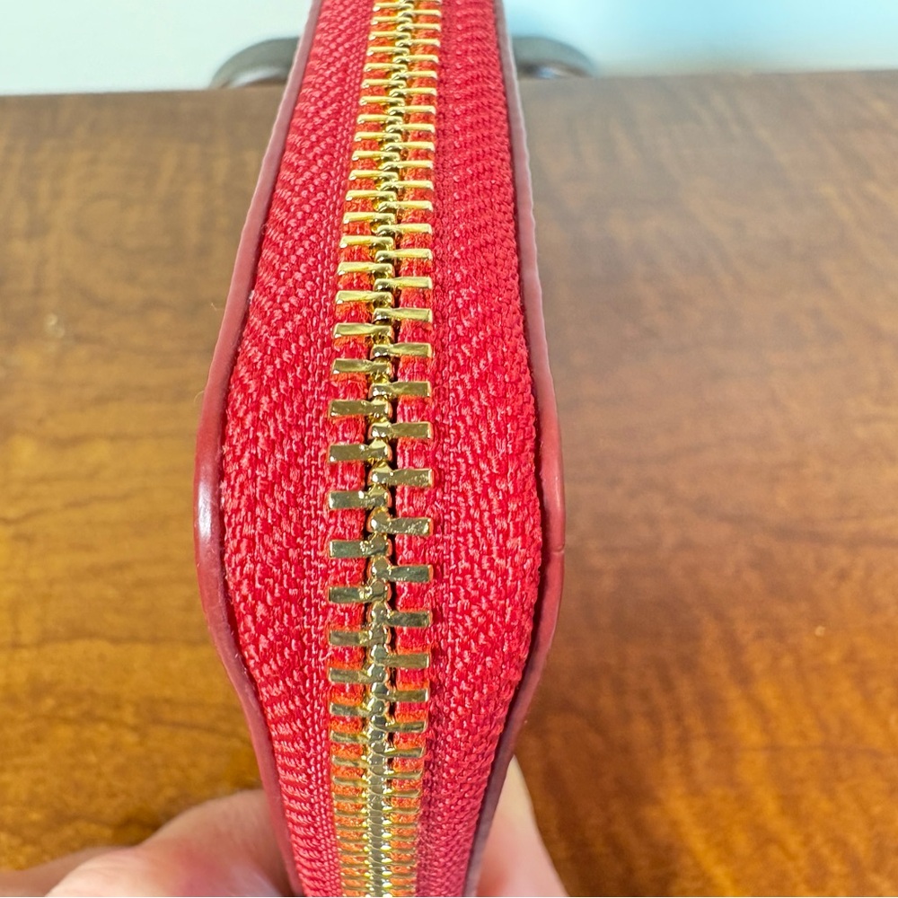 Coach Vibrant Red Textured Wallet - Picture 5 of 10